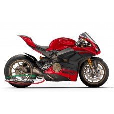 Carbonvani - Ducati Panigale V4 R / 2020+ V4 / S "RED" Design Carbon Fiber Full Fairing Kit with Winglets - ROAD VERSION (10 pieces)